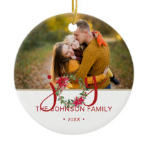 JOY Watercolor Christmas Wreath Photo
