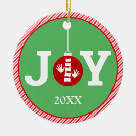 Ornamento De Cerâmica JOY with Stripe Background Chiroprace Natal