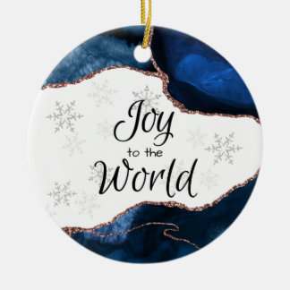 Ornamento De Cerâmica Joy World Elegant Blue Glitter Geode