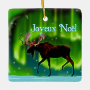 Ornamento De Cerâmica Joyeux Noёl - alce da aurora boreal