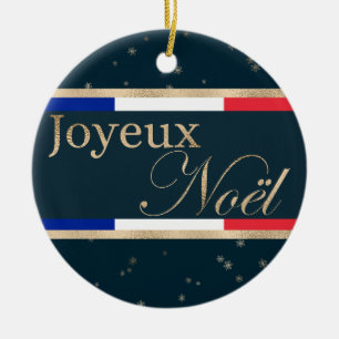 Ornamento De Cerâmica Joyeux Noël Bandeira Francesa Natal