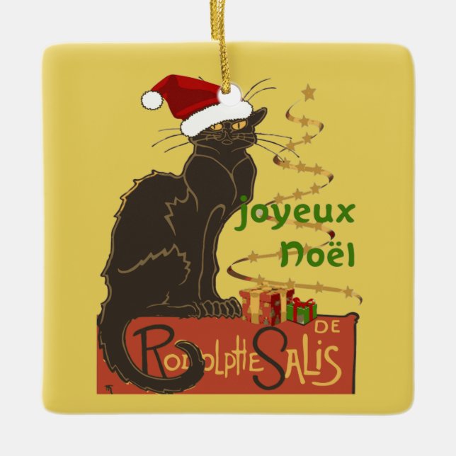 Ornamento De Cerâmica Joyeux Noel Le Chat Noir Christmas Spoof  (Frente)