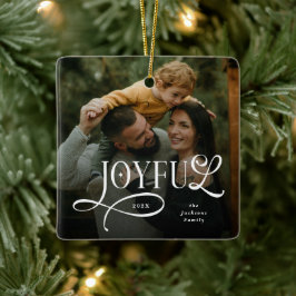 Ornamento De Cerâmica Joyful Family 2 Photo Christmas
