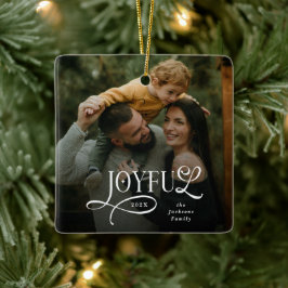 Ornamento De Cerâmica Joyful Family 2 Photo Christmas