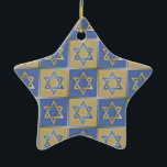 Ornamento De Cerâmica Judaica Star De David Metal Dourado Azul<br><div class="desc">Você está vendo a Coleção de Design Lee Hiller. Roupa,  Ofertas e Coleções Lee Hiller Fotografia ou Coleção de Arte Digital. Você pode ver sua fotografia da Nature em http://HikeOurPlanet.com/ e seguir seu blog de caminhada no Hot Primavera National Park.</div>