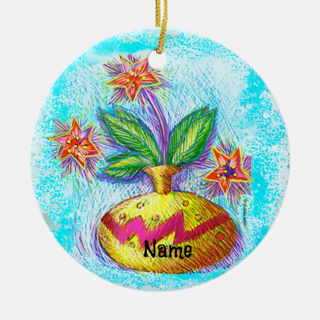 Ornamento De Cerâmica Jug O Flowers (Frente)