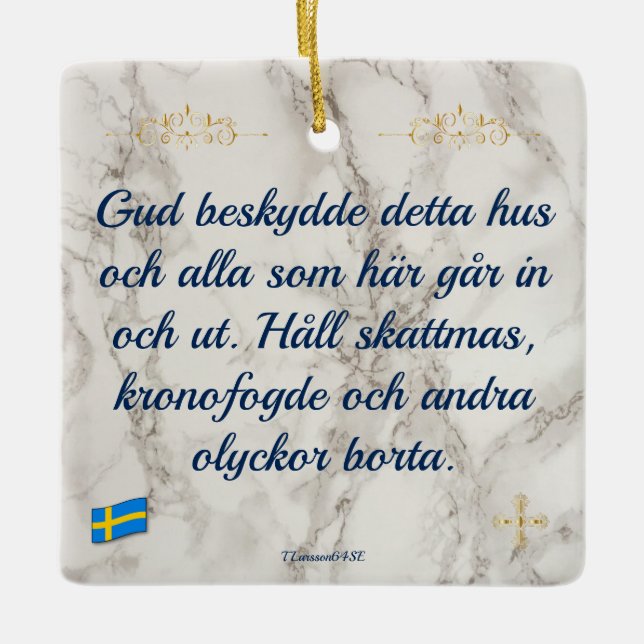 Ornamento De Cerâmica Julgransprydnad Keramik — Gud beskydde (Frente)