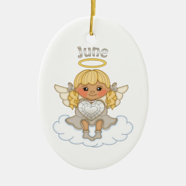 Ornamento De Cerâmica June Birthstone Angel Blonde (Frente)