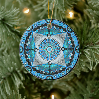 Ornamento De Cerâmica June Birthstone Moonstone Mandala Ornament