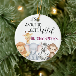 Ornamento De Cerâmica Jungle Safari "It's About To Get Wild" Baby Shower