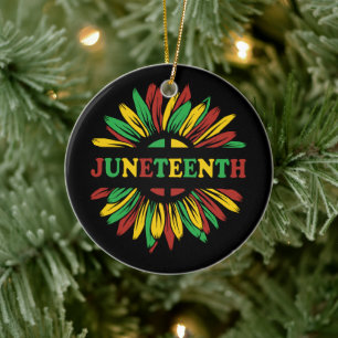 Ornamento De Cerâmica Junta   Girassol   Verde preto vermelho