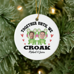 Ornamento De Cerâmica Juntos Até Cortar Nomes & Rostos Personalizados Do
