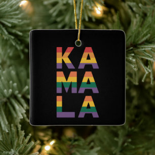 Ornamento De Cerâmica Kamala Harris 2024 Bandeira Arco-Íris Orgulho Gay