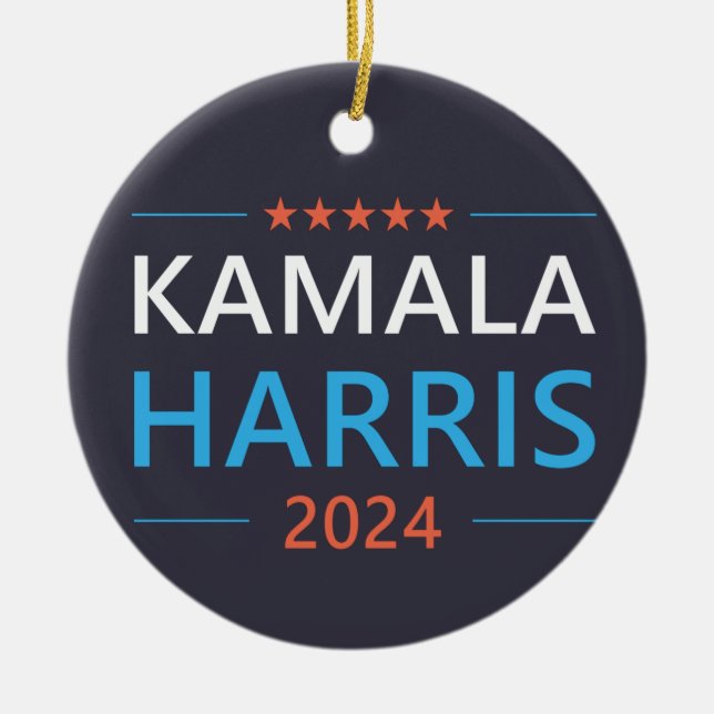 Ornamento De Cerâmica Kamala Harris 2024 para o Presidente (Frente)