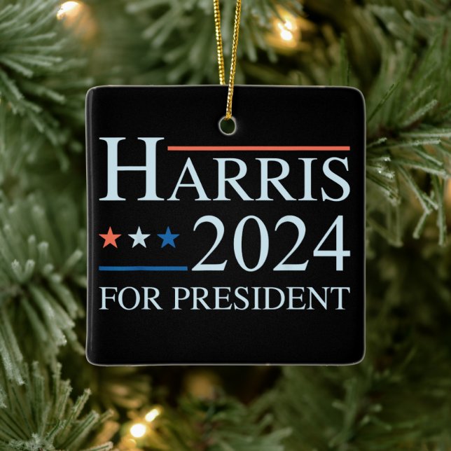 Ornamento De Cerâmica Kamala Harris 2024 Para Presidente (Árvore)
