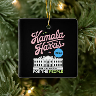 Ornamento De Cerâmica Kamala Harris 2024 Voto Social Democrata Azul