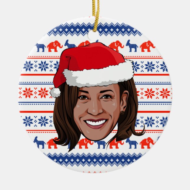 Ornamento De Cerâmica Kamala Harris Christmas (Frente)