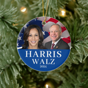 Ornamento De Cerâmica Kamala Harris E Tim Walz 2024