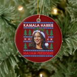 Ornamento De Cerâmica Kamala Harris Senhora Presidente Natal Santa Hat<br><div class="desc">Kamala Harris Senhora Presidente Natal Santa Hat</div>