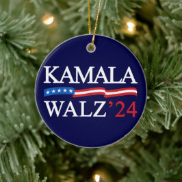 Ornamento De Cerâmica Kamala Harris Walz 2024 Obviamente Azul