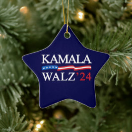 Ornamento De Cerâmica Kamala Harris Walz 2024 Obviamente Azul