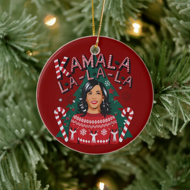 Ornamento De Cerâmica Kamala-la-la-la-Engraçado Natal Kamala Harris (Árvore)