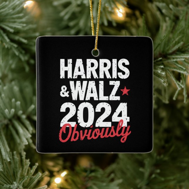 Ornamento De Cerâmica Kamala Walz Obviamente 2024 Harris Waltz 2024 (Árvore)