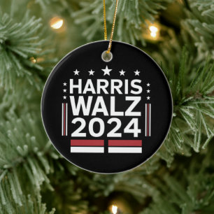 Ornamento De Cerâmica KamalaHarris TimWaltz 2024