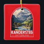 Ornamento De Cerâmica Kandersteg Suiça Art Emblem<br><div class="desc">Kandersteg retro vetor viagem design. Kandersteg é uma vila de resort de alta altitude na região de Suiça da Oberland Bernesa. Trilhos,  como o desafiante Allmenalp,  e um teleférico a leste para o lago Oeschinen.</div>
