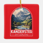 Ornamento De Cerâmica Kandersteg Suiça Art Emblem<br><div class="desc">Kandersteg retro vetor viagem design. Kandersteg é uma vila de resort de alta altitude na região de Suiça da Oberland Bernesa. Trilhos,  como o desafiante Allmenalp,  e um teleférico a leste para o lago Oeschinen.</div>