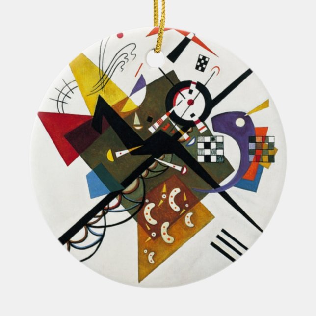 Ornamento De Cerâmica Kandinsky Na Pintura Branca De Dois Abstrato (Frente)