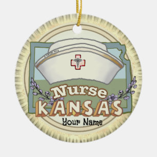 Ornamento De Cerâmica Kansas Nurse
