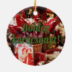 Ornamento De Cerâmica Karácsonyt de Boldog! Feliz Natal no gf húngaro