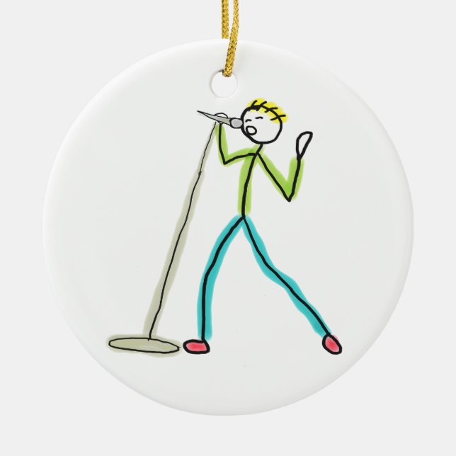 Ornamento De Cerâmica Karaoke Cantando Stickman (Frente)