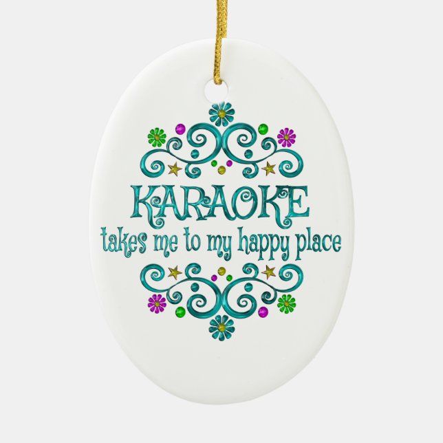 Ornamento De Cerâmica Karaoke Happy Place (Frente)
