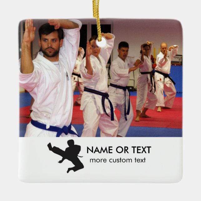 Ornamento De Cerâmica Karate Martial Arts Foto Personalizada, Texto Nata (Frente)