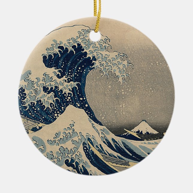 Ornamento De Cerâmica Katsushika Hokusai. A onda do Excelente de Kanagaw (Frente)