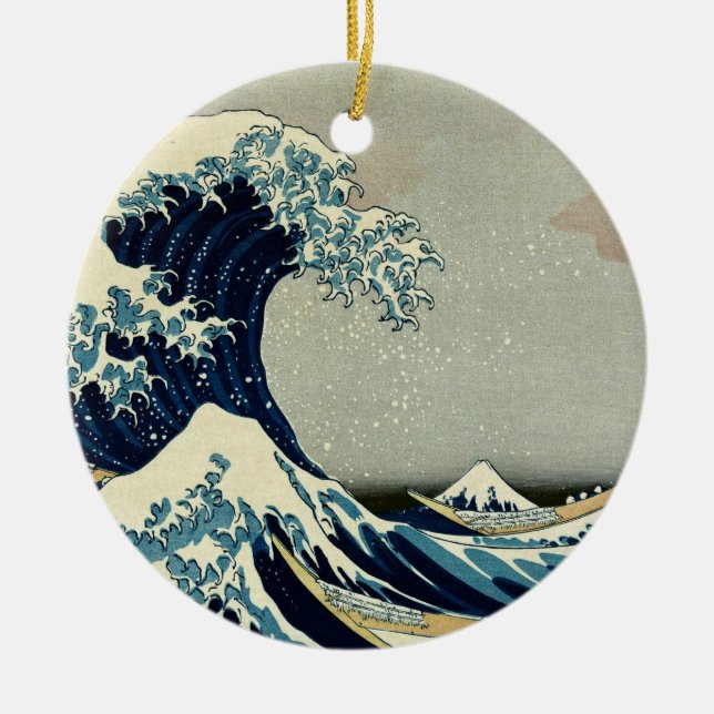 Ornamento De Cerâmica Katsushika Hokusai é a onda de Excelentes de Kanag (Frente)