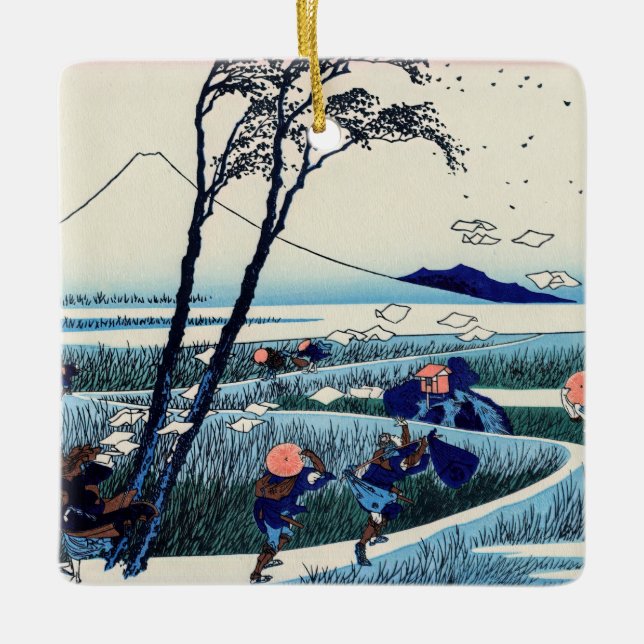 Ornamento De Cerâmica Katsushika Hokusai - Ejiri na província de Suruga (Frente)