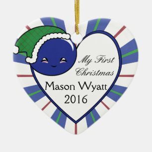 Ornamento De Cerâmica Kawaii Blueberry Basket (Boy) Natal