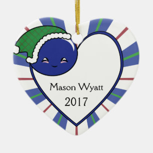 Ornamento De Cerâmica Kawaii Blueberry Basket (Boy) Natal 2017