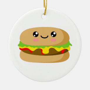 Ornamento De Cerâmica Kawaii Burger