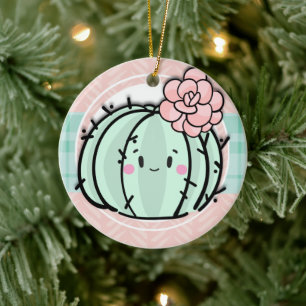 Ornamento De Cerâmica Kawaii Cutie Cactus Suculta Natal