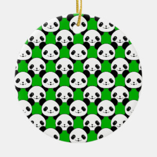 Ornamento De Cerâmica Kawaii Panda Bear Pattern