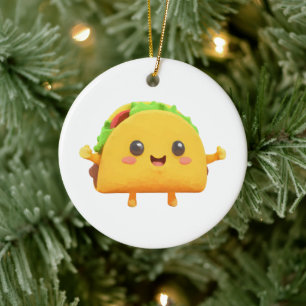 Ornamento De Cerâmica Kawaii Taco