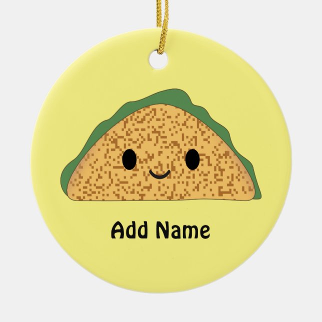 Ornamento De Cerâmica Kawaii Taco (Frente)