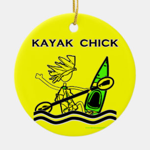 Ornamento De Cerâmica Kayak Chick Designs & Things
