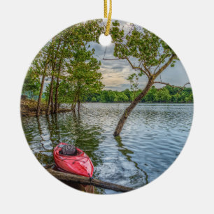 Ornamento De Cerâmica Kayak Flutuando Em Mesa Rock Lake