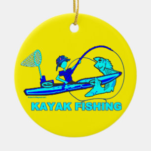 Ornamento De Cerâmica Kayak Pesca Royal Blue Aqua