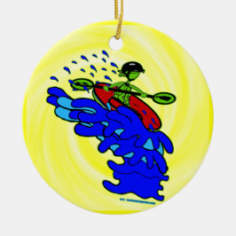 Ornamento De Cerâmica Kayak Sobre Camisas E Coisas Em Cascata